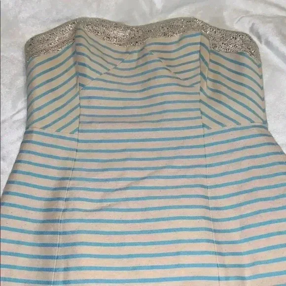 Bayview Stripe Metallic Blue Pulitzer dress Lilly Pulitzer 4 NWT - Picture 2 of 12